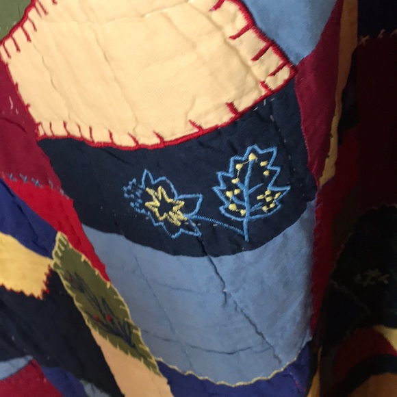 Vintage Queen Size Hand Quilted Crazy Quilt - Picture 6 of 13